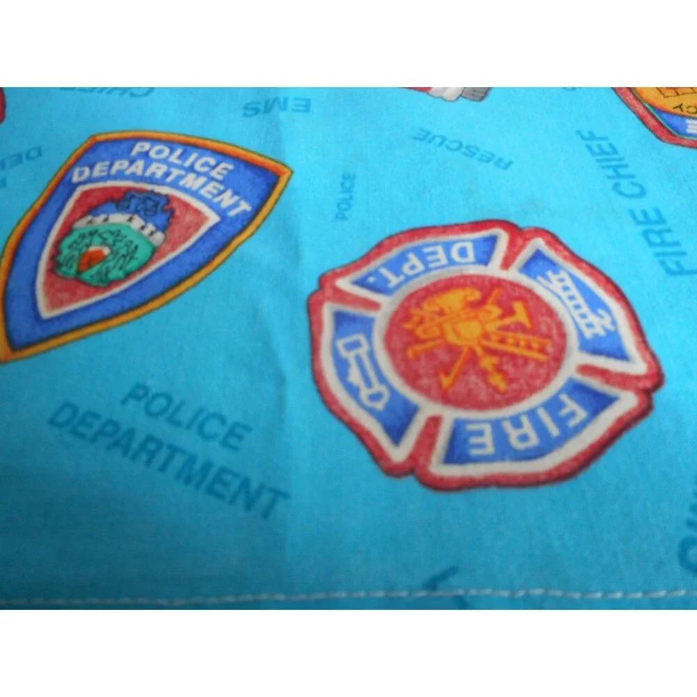 Kids Room Valance Police Fire Truck EMS Badge Hat First Responder 84x18.5 #1